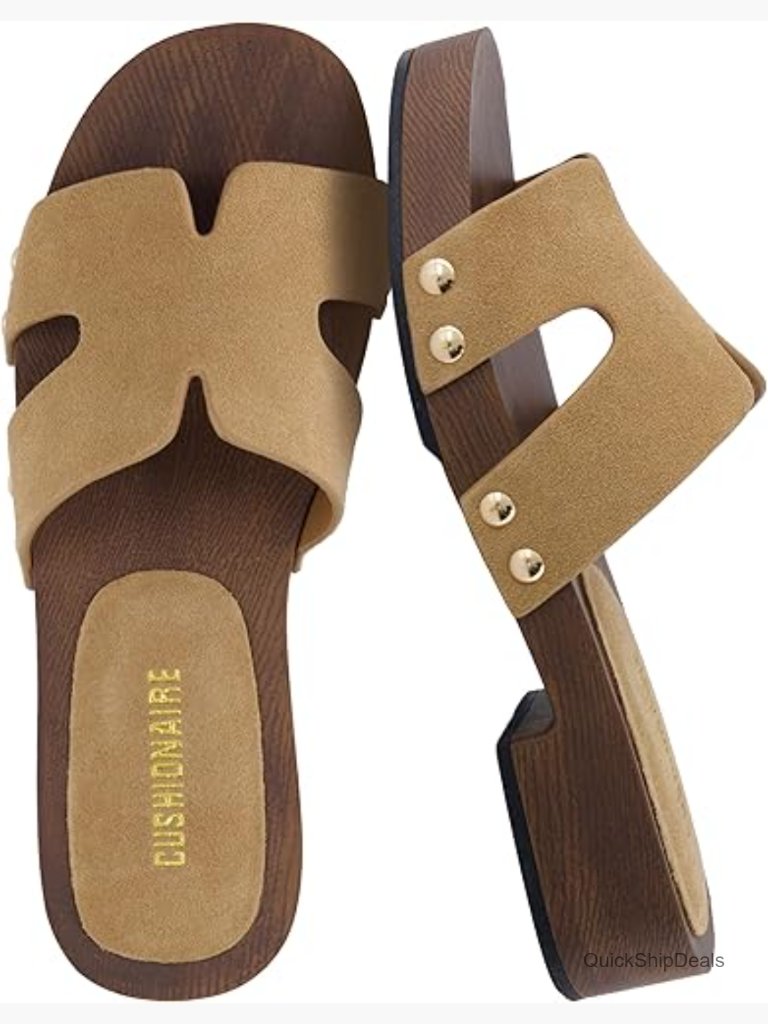 Vegan Leather Suede Platform Sandals With Memory Foam Adjustable Strap